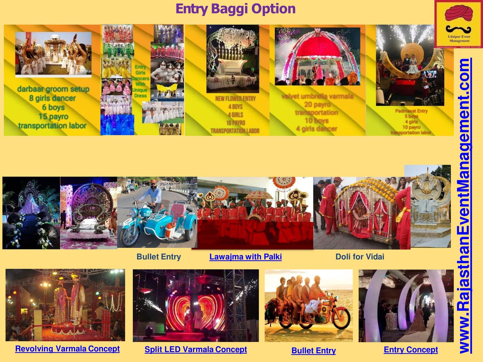 Entry Baggi Options — Welcome service for Udaipur wedding and destination events in Rajasthan