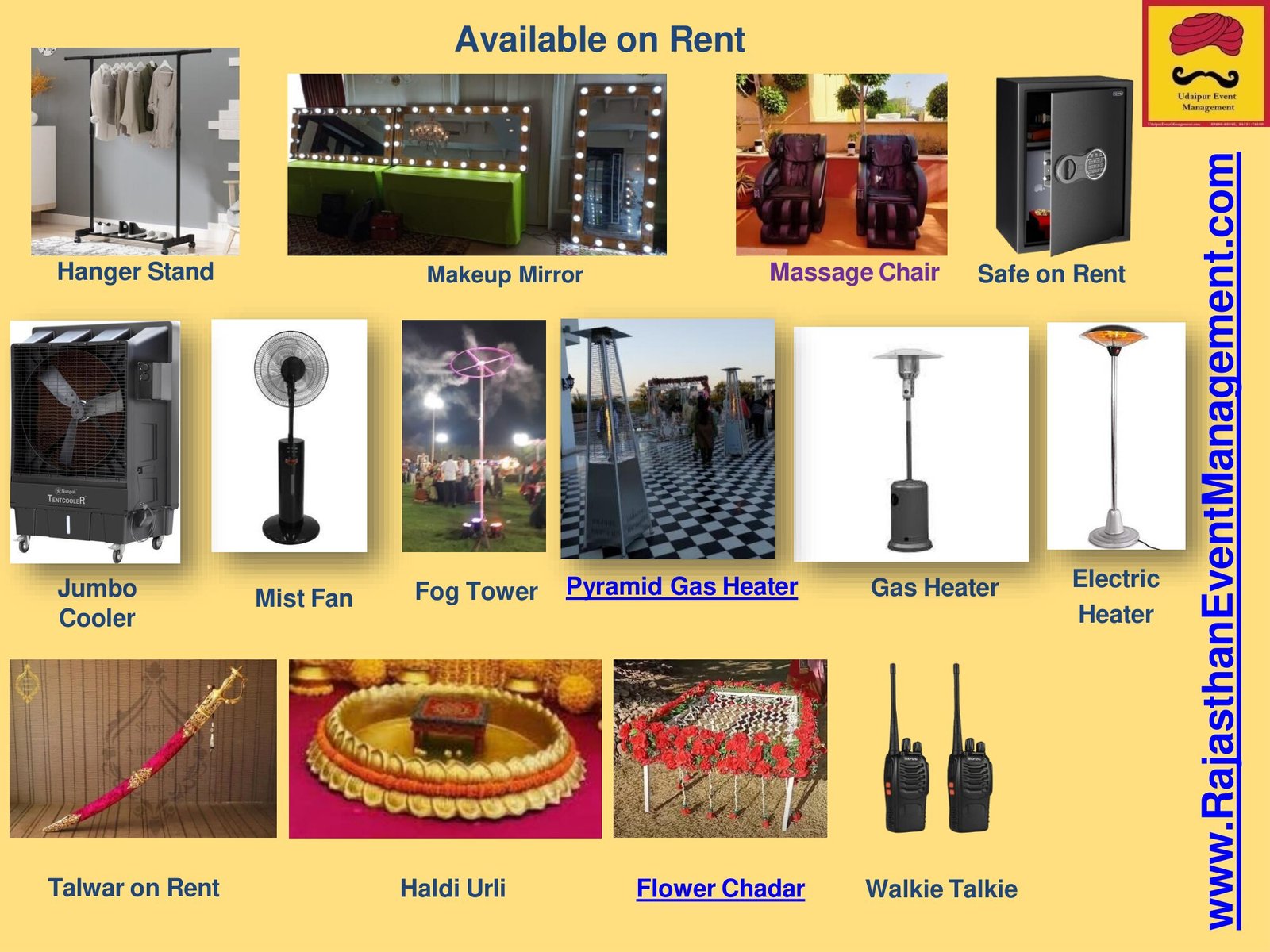Event Equipment on Rent — Management service for Udaipur wedding and destination events in Rajasthan