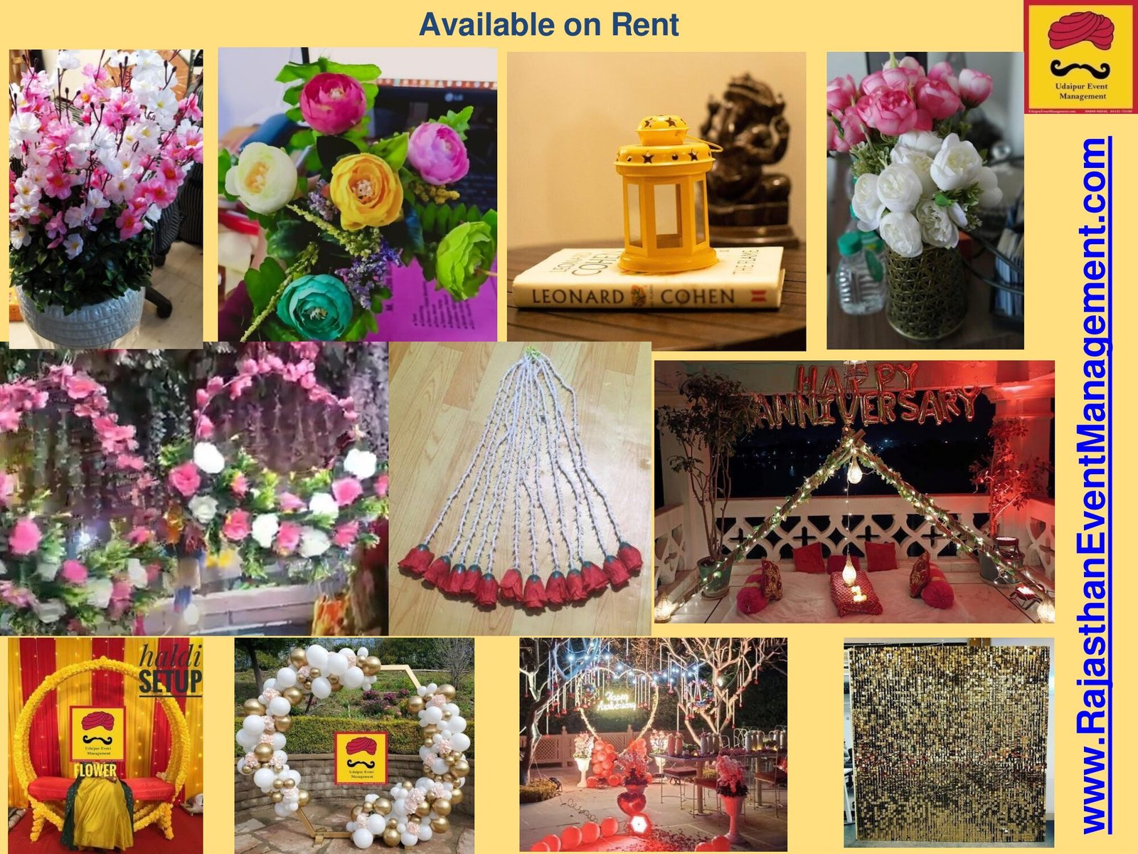 Decoration Items on Rent — Decoration service for Udaipur wedding and destination events in Rajasthan