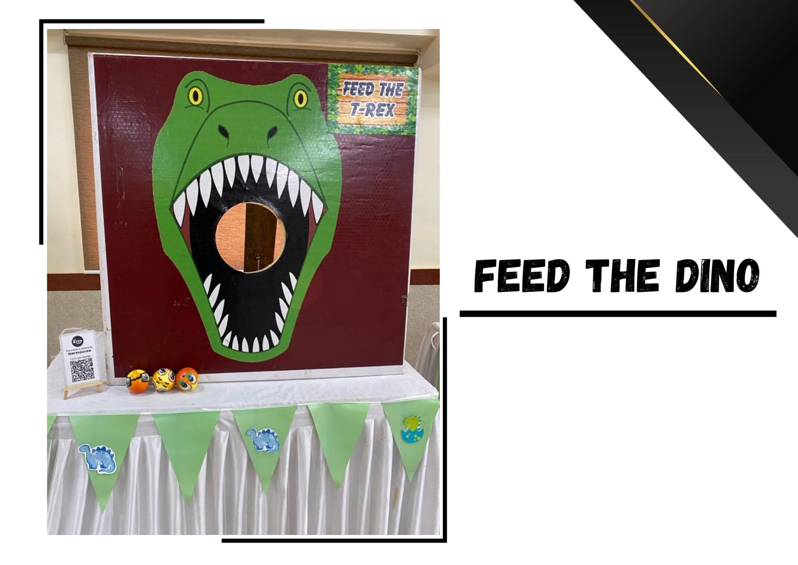Feed The Dino game stall on rent in Udaipur for birthday parties, wedding carnival and mehendi mela — Carnival game stalls