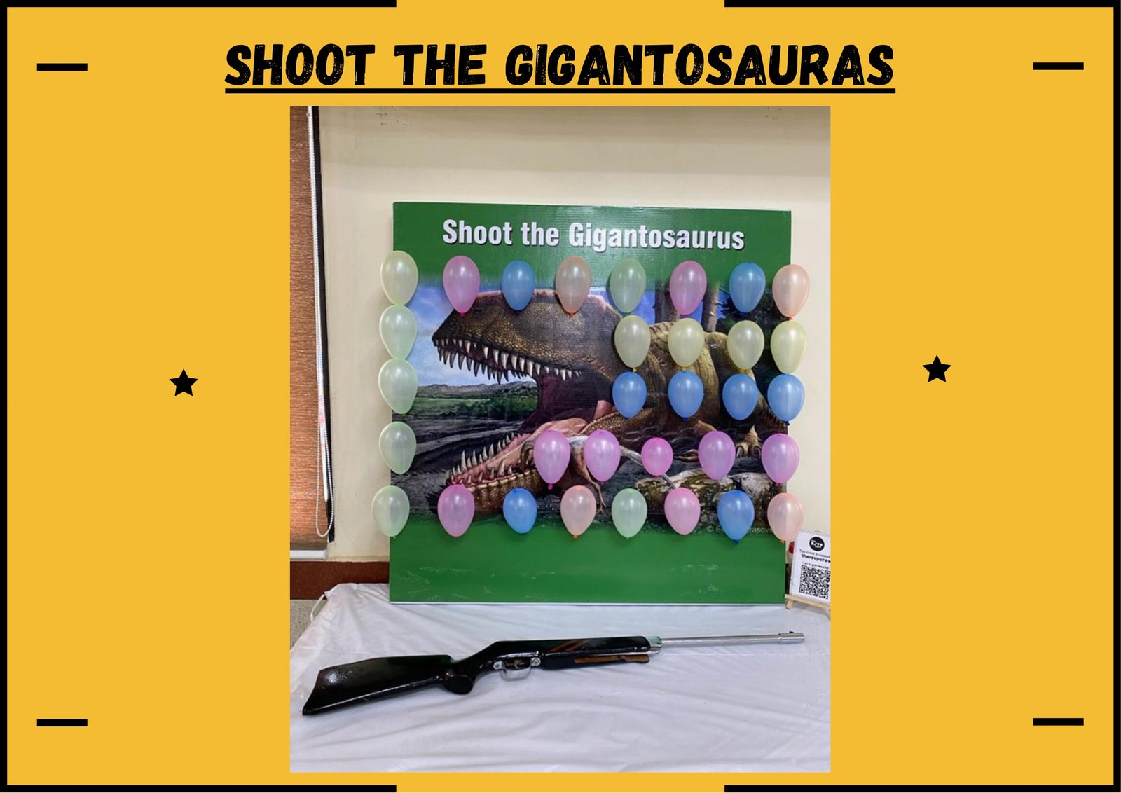 Shoot The Gigantosaurus game stall on rent in Udaipur for birthday parties, wedding carnival and mehendi mela — Carnival game stalls