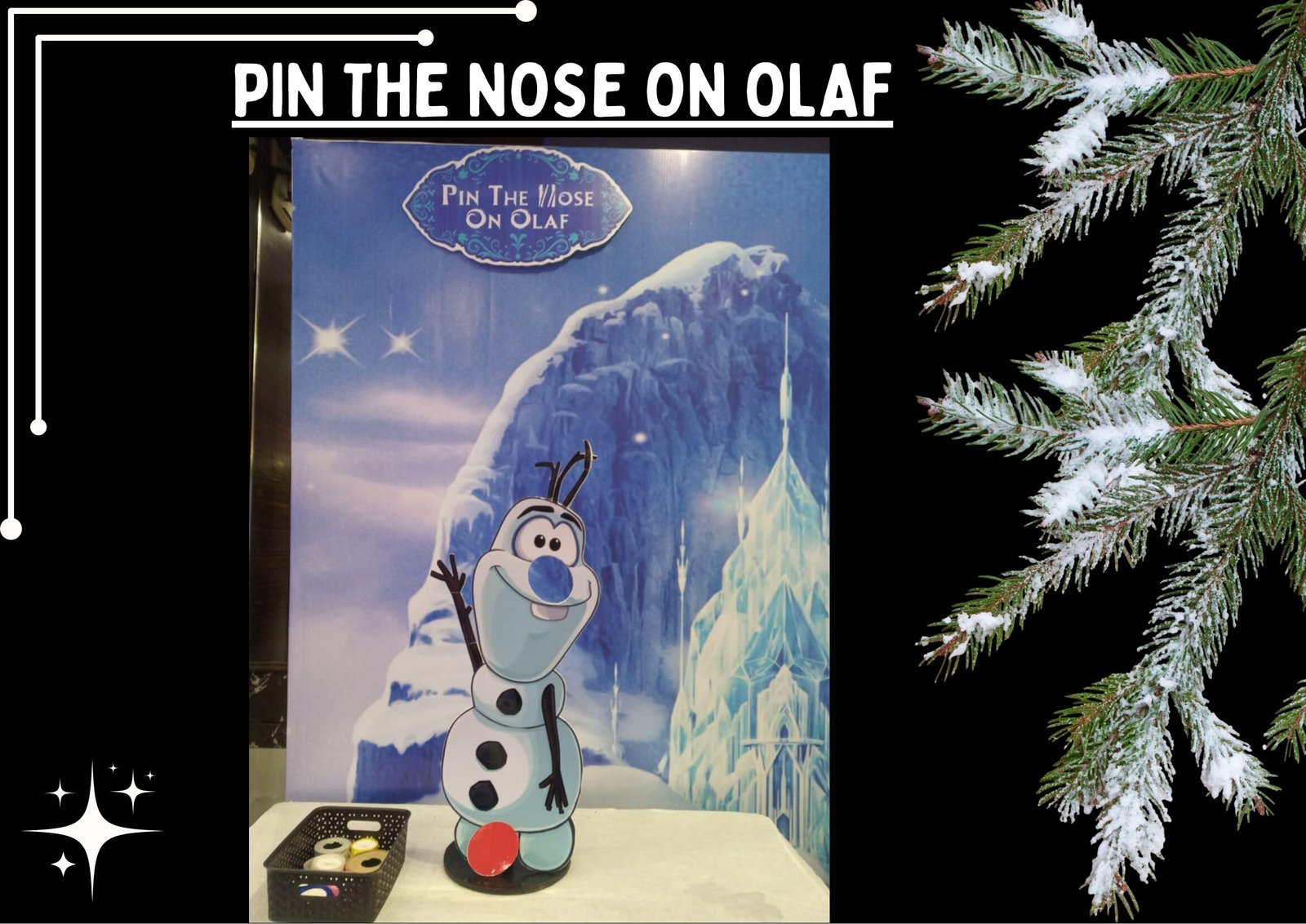 Pin The Nose On Olaf game stall on rent in Udaipur for birthday parties, wedding carnival and mehendi mela — Carnival game stalls