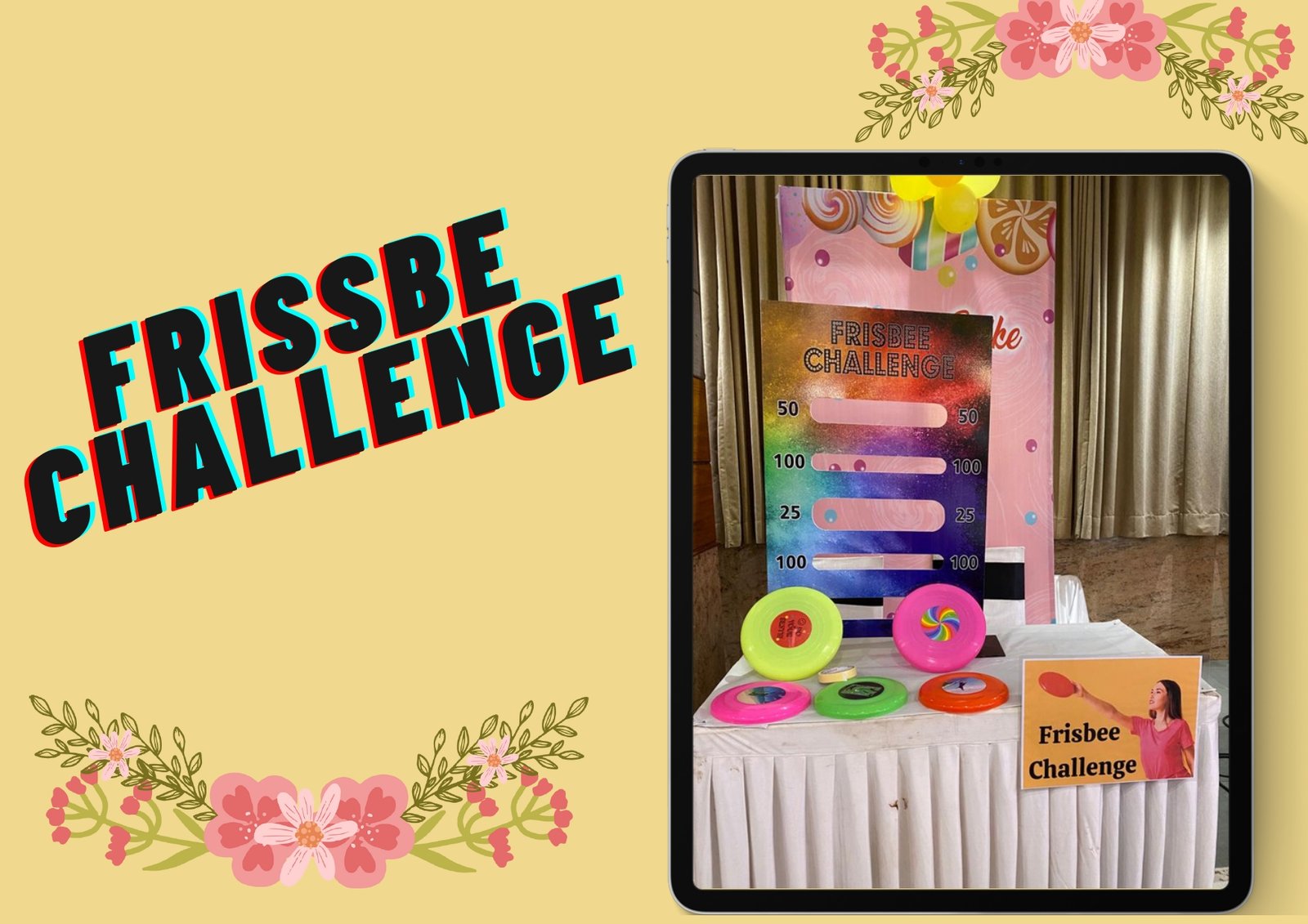 Frisbee Challenge game stall on rent in Udaipur for birthday parties, wedding carnival and mehendi mela — Carnival game stalls