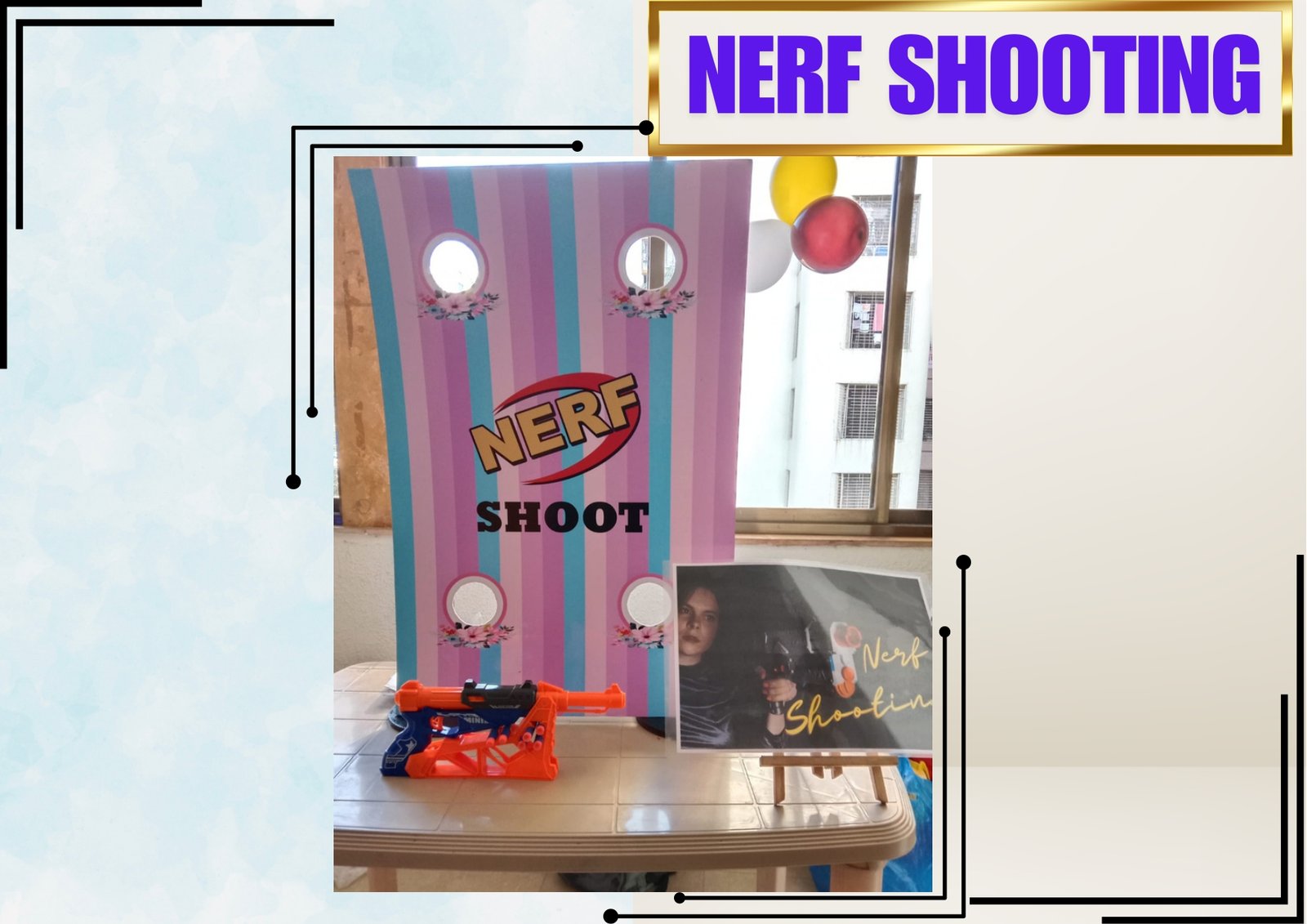 Nerf Shooting game stall on rent in Udaipur for birthday parties, wedding carnival and mehendi mela — Carnival game stalls