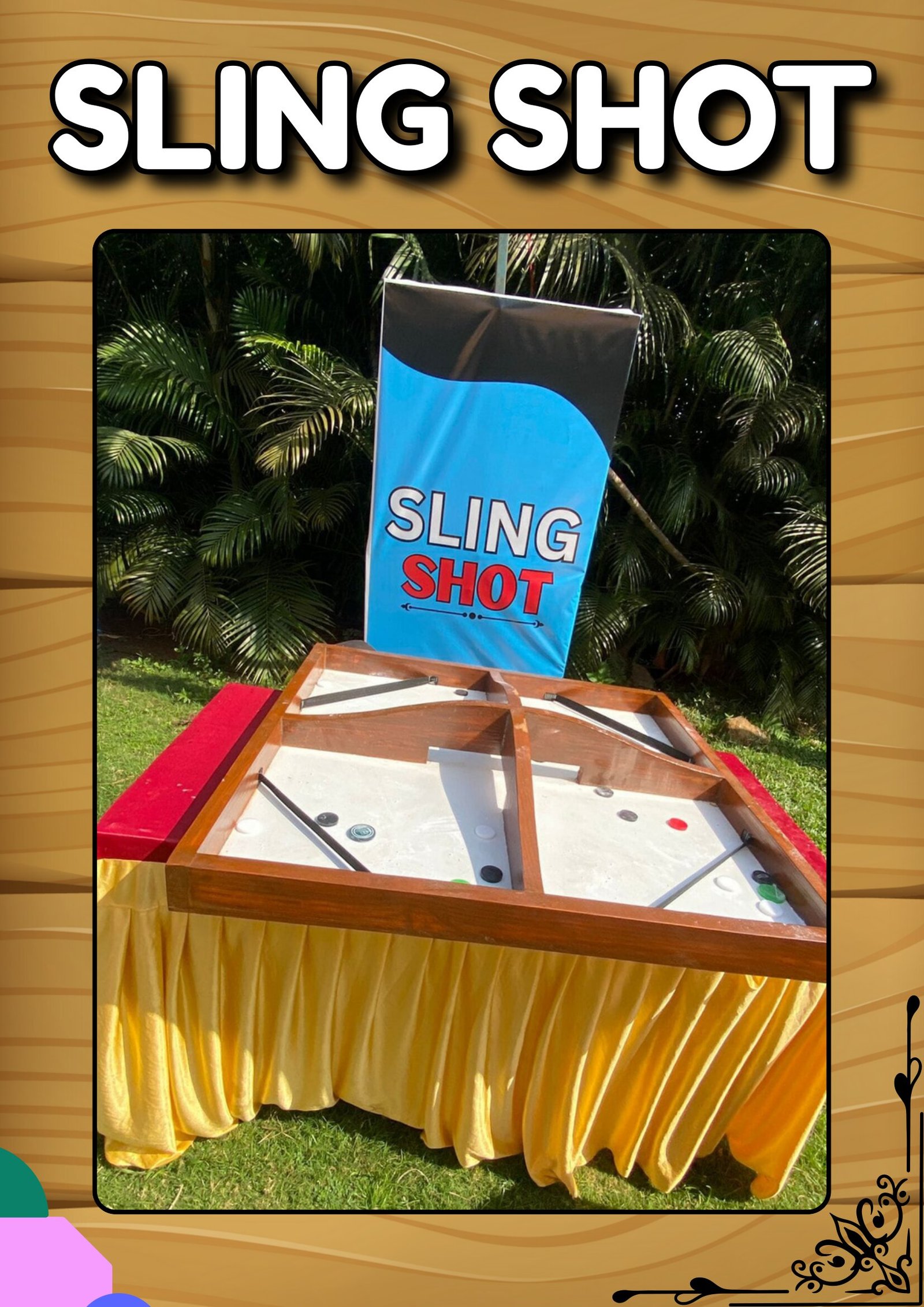 Sling Shot game stall on rent in Udaipur for birthday parties, wedding carnival and mehendi mela — Wooden skill games