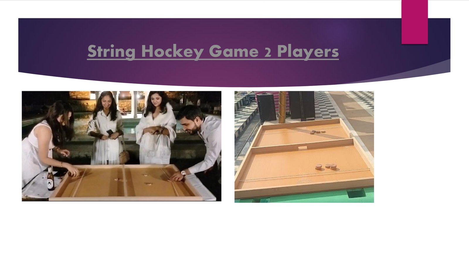 String Hockey Game 2 Players game stall on rent in Udaipur for birthday parties, wedding carnival and mehendi mela — Wooden carnival games