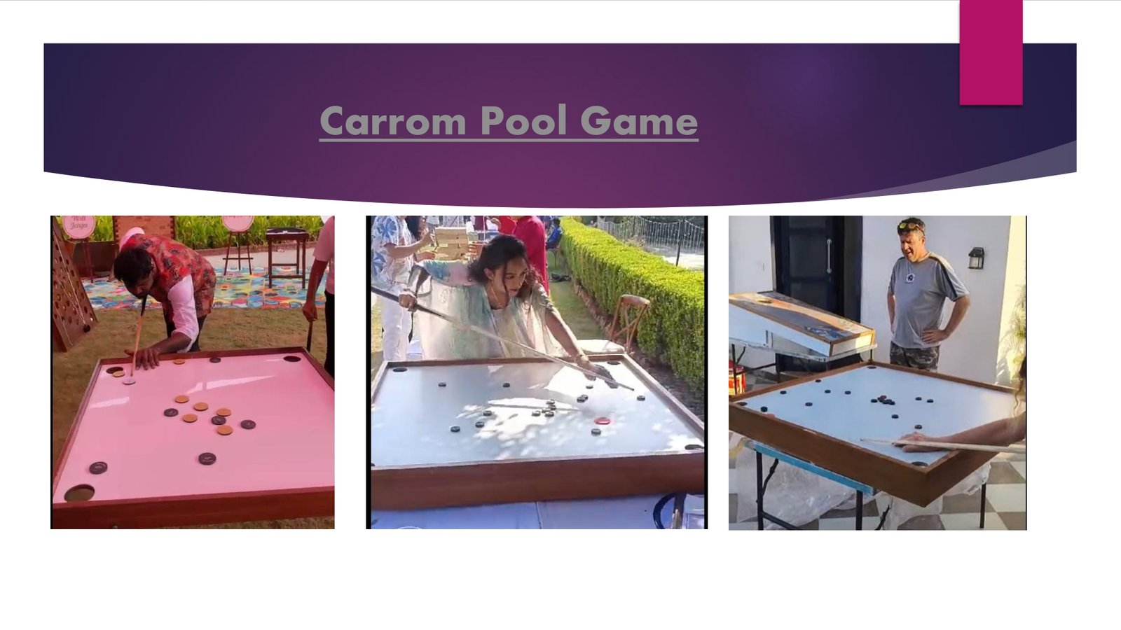 Carrom Pool Game game stall on rent in Udaipur for birthday parties, wedding carnival and mehendi mela — Wooden carnival games
