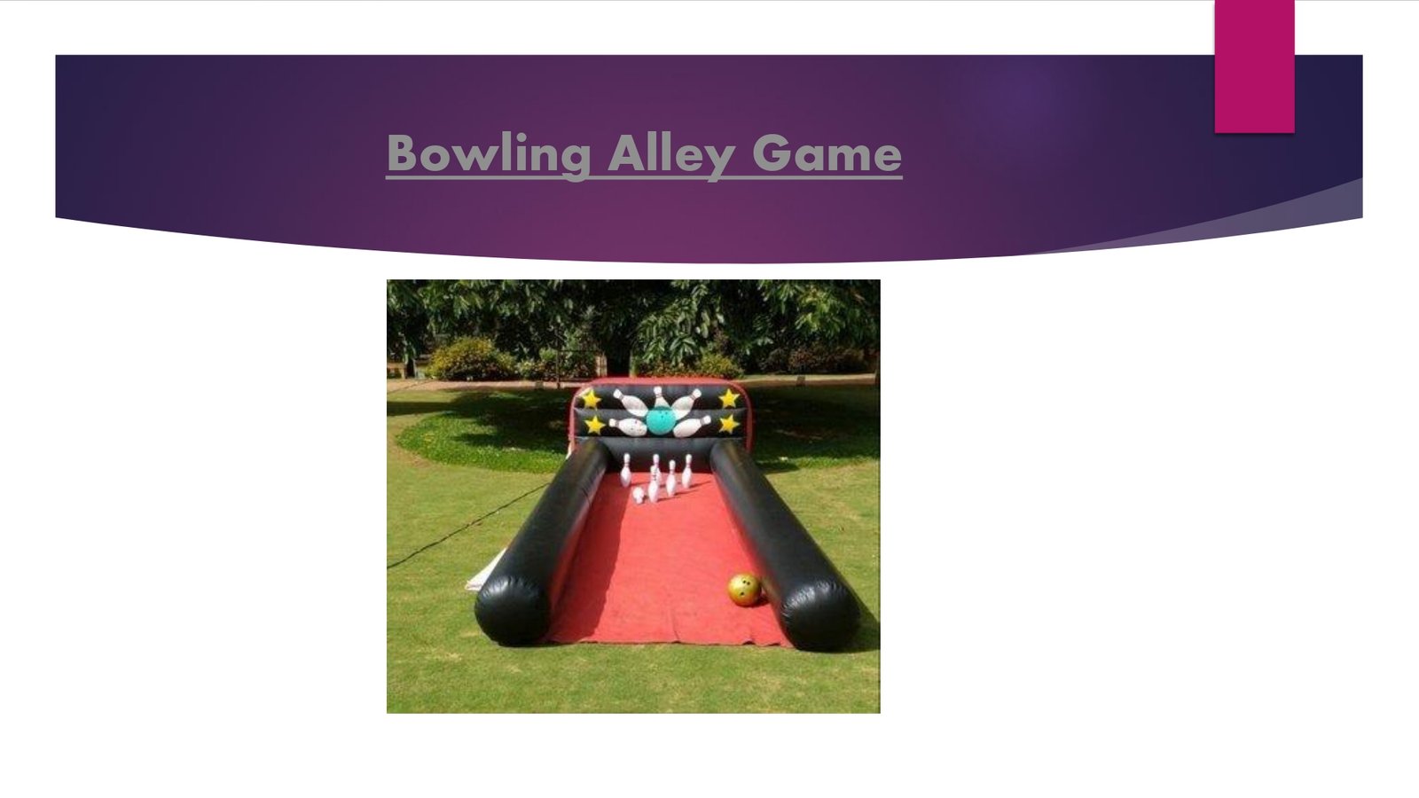 Inflatable Bowling Alley Game game stall on rent in Udaipur for birthday parties, wedding carnival and mehendi mela — Wooden carnival games